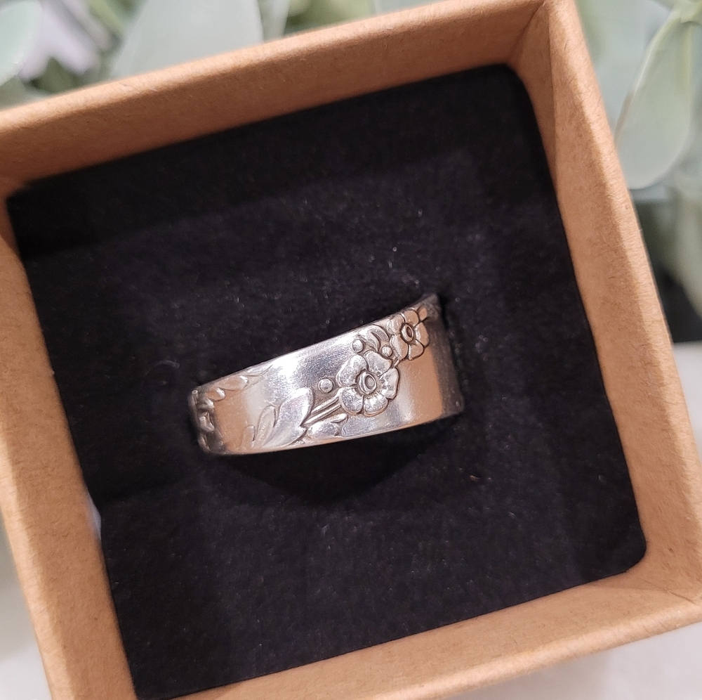 1940's 'Bridal Wreath' silver-plated Ring floral design - Picture 3 of 5